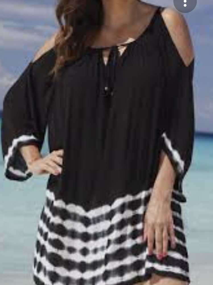 Raviya Black & White Tied Dyed Swim Cover Up